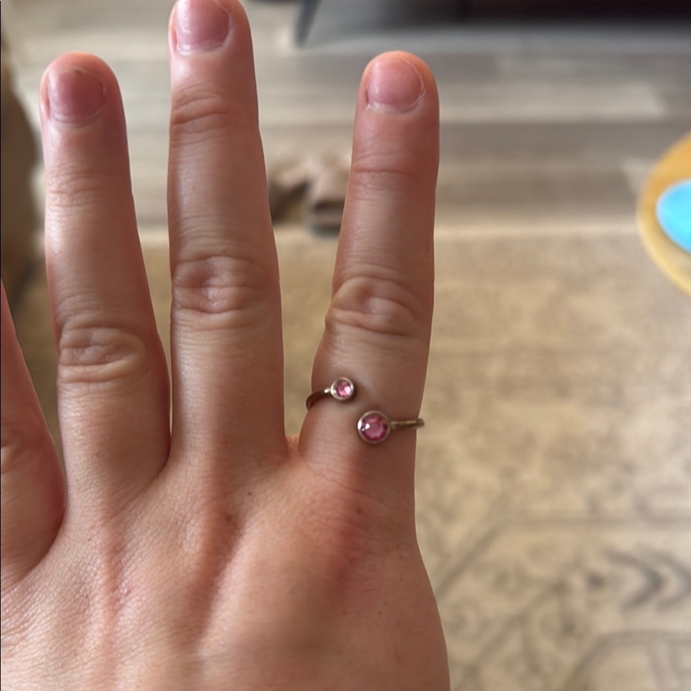 Pink Alex and Ani Adjustable Ring in Silver